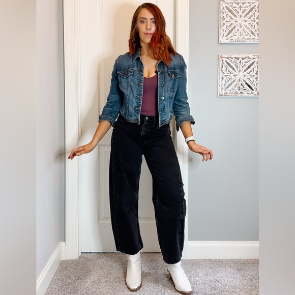 Abercrombie & Fitch Mid Rise Black Barrel Jeans Size 29 Long - Tall Size - Picture 5 of 16